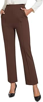 ZXIHZF Women's Classic Stretchy Pull On High Rise Pants